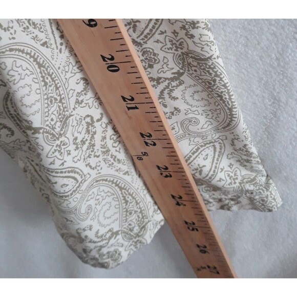 SILK ICON  Silk Tunic Top Blouse Medium White Green Paisley Print Long Sleeves - Picture 9 of 10